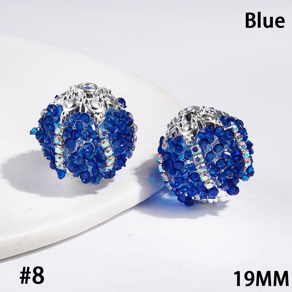 Handmade Sugar Beads with Cone Shaped Rhinestones and AB Rhinestone Chains, Metal Six-Pointed Flower Base, 19MM, Multi-Color