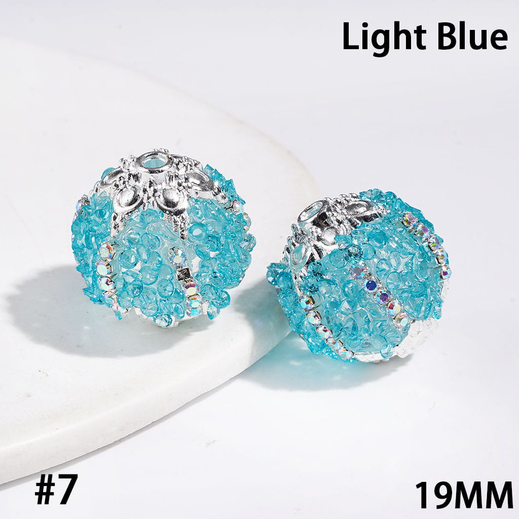 Handmade Sugar Beads with Cone Shaped Rhinestones and AB Rhinestone Chains, Metal Six-Pointed Flower Base, 19MM, Multi-Color