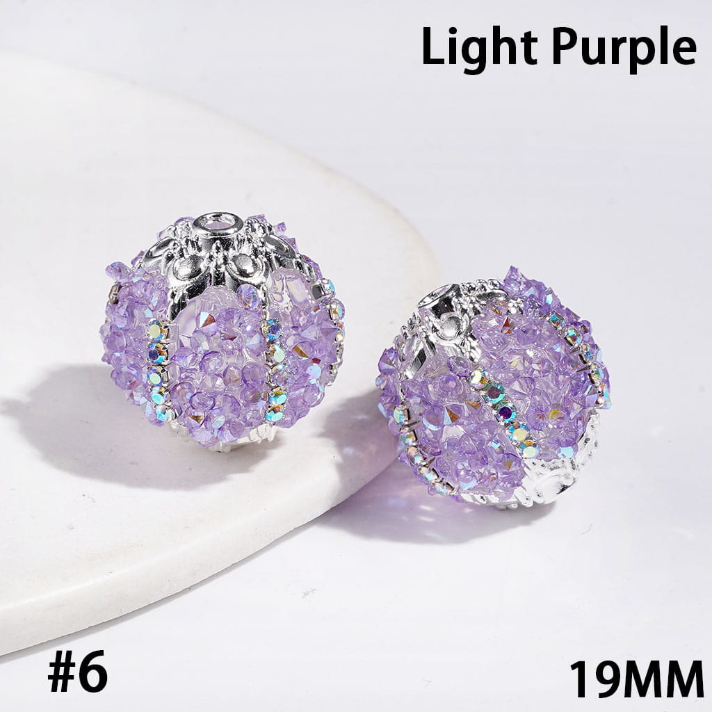 Handmade Sugar Beads with Cone Shaped Rhinestones and AB Rhinestone Chains, Metal Six-Pointed Flower Base, 19MM, Multi-Color