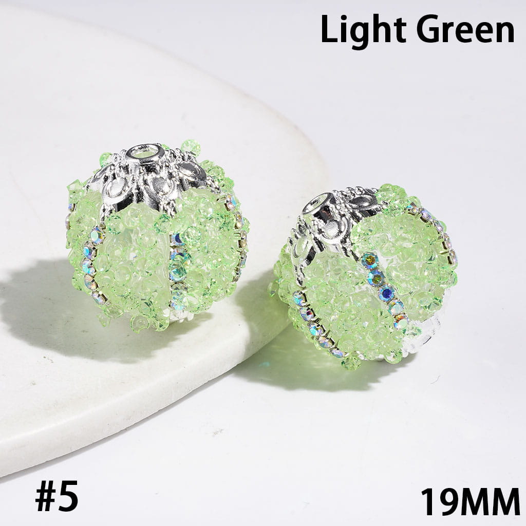 Handmade Sugar Beads with Cone Shaped Rhinestones and AB Rhinestone Chains, Metal Six-Pointed Flower Base, 19MM, Multi-Color