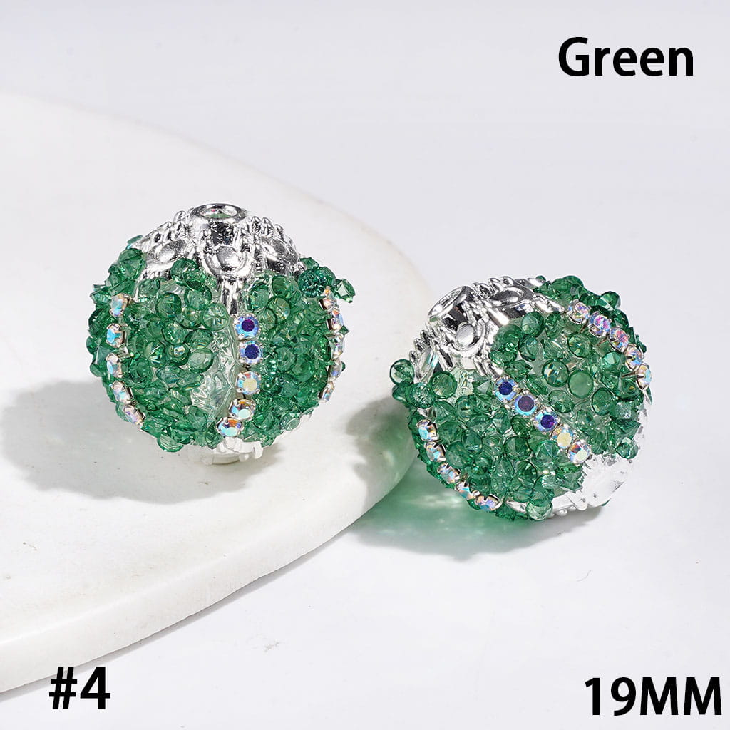 Handmade Sugar Beads with Cone Shaped Rhinestones and AB Rhinestone Chains, Metal Six-Pointed Flower Base, 19MM, Multi-Color