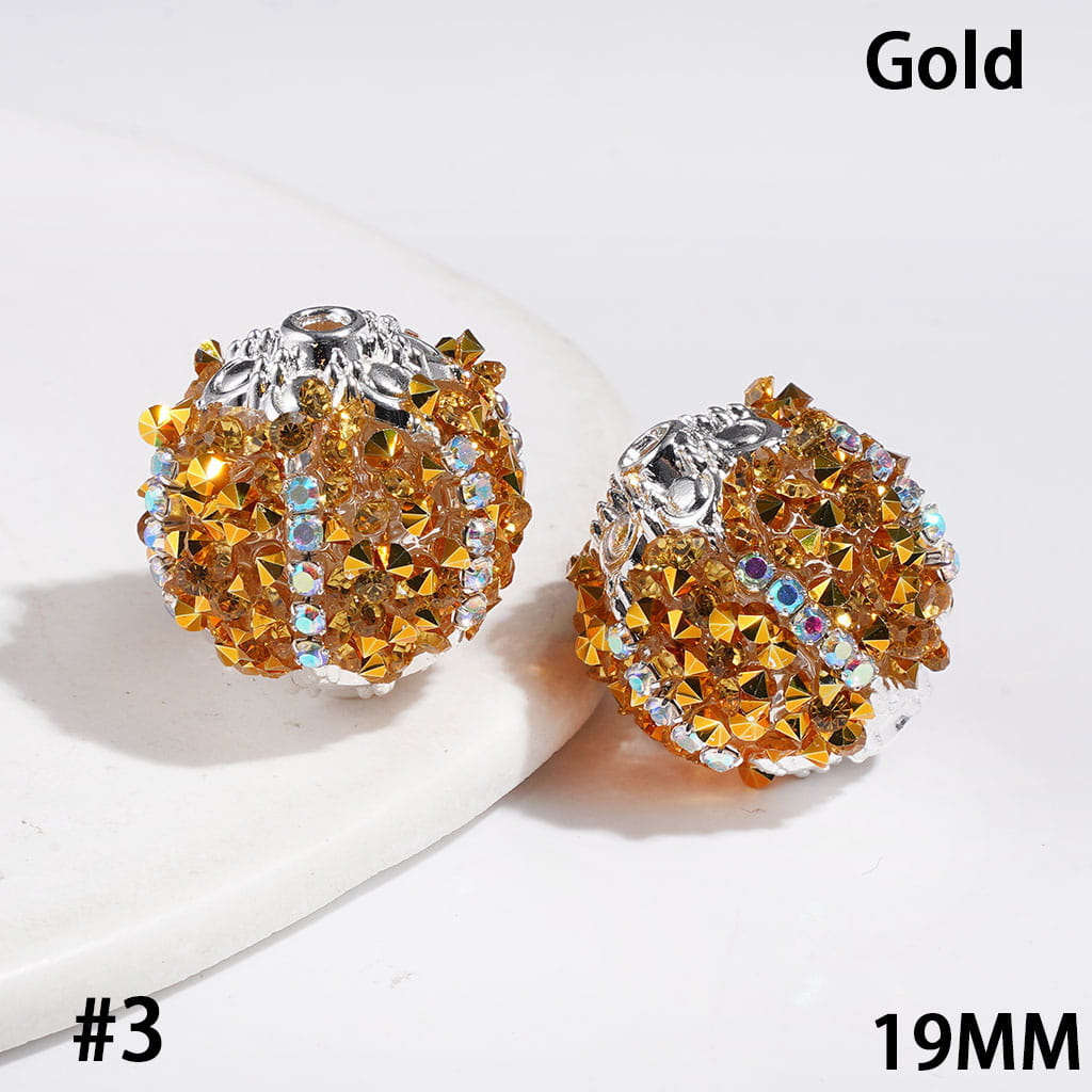 Handmade Sugar Beads with Cone Shaped Rhinestones and AB Rhinestone Chains, Metal Six-Pointed Flower Base, 19MM, Multi-Color