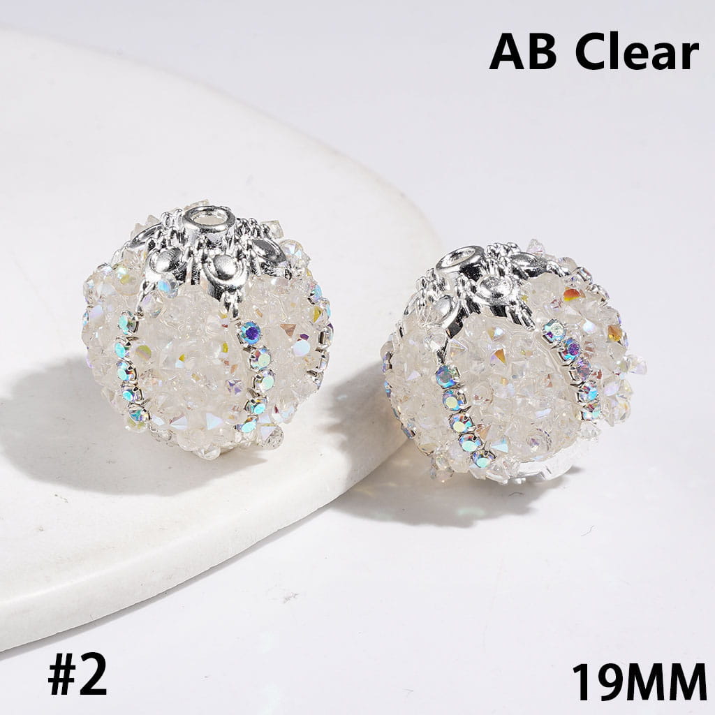 Handmade Sugar Beads with Cone Shaped Rhinestones and AB Rhinestone Chains, Metal Six-Pointed Flower Base, 19MM, Multi-Color