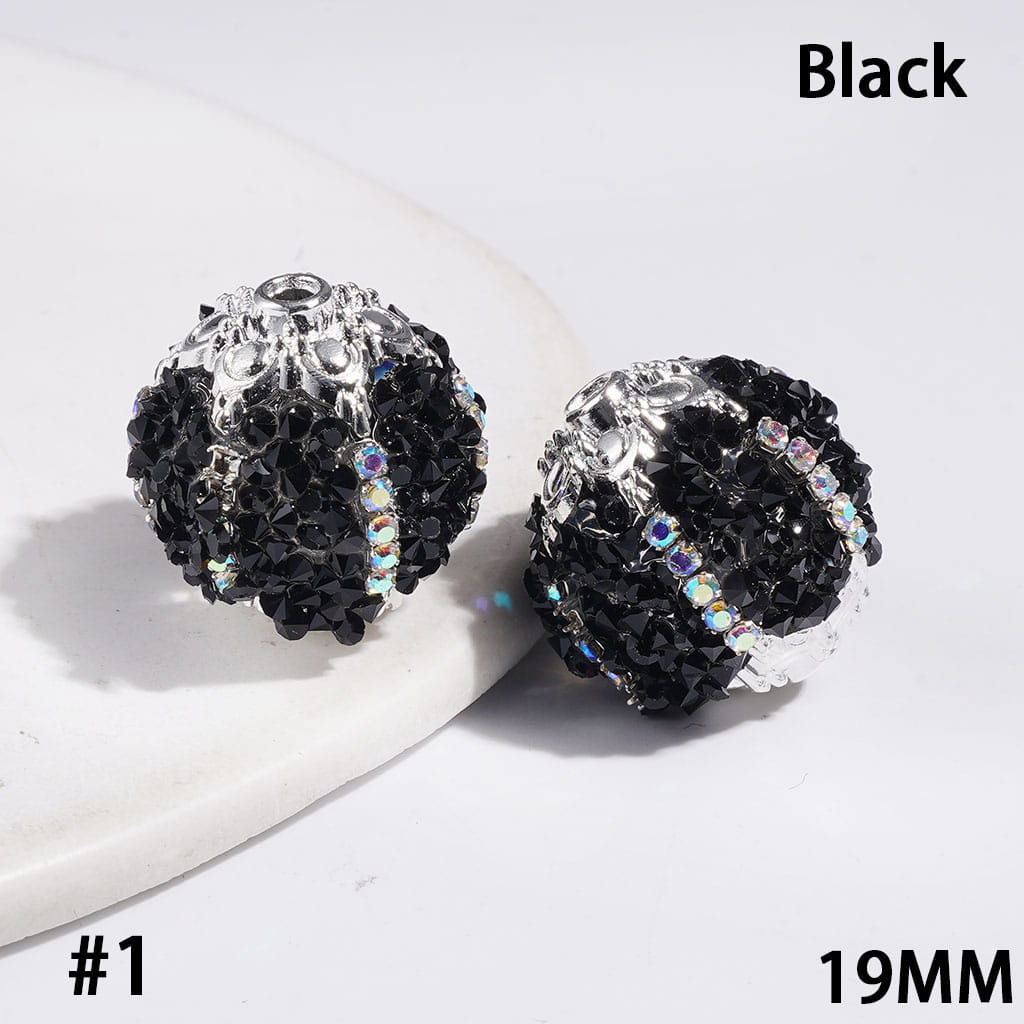 Handmade Sugar Beads with Cone Shaped Rhinestones and AB Rhinestone Chains, Metal Six-Pointed Flower Base, 19MM, Multi-Color