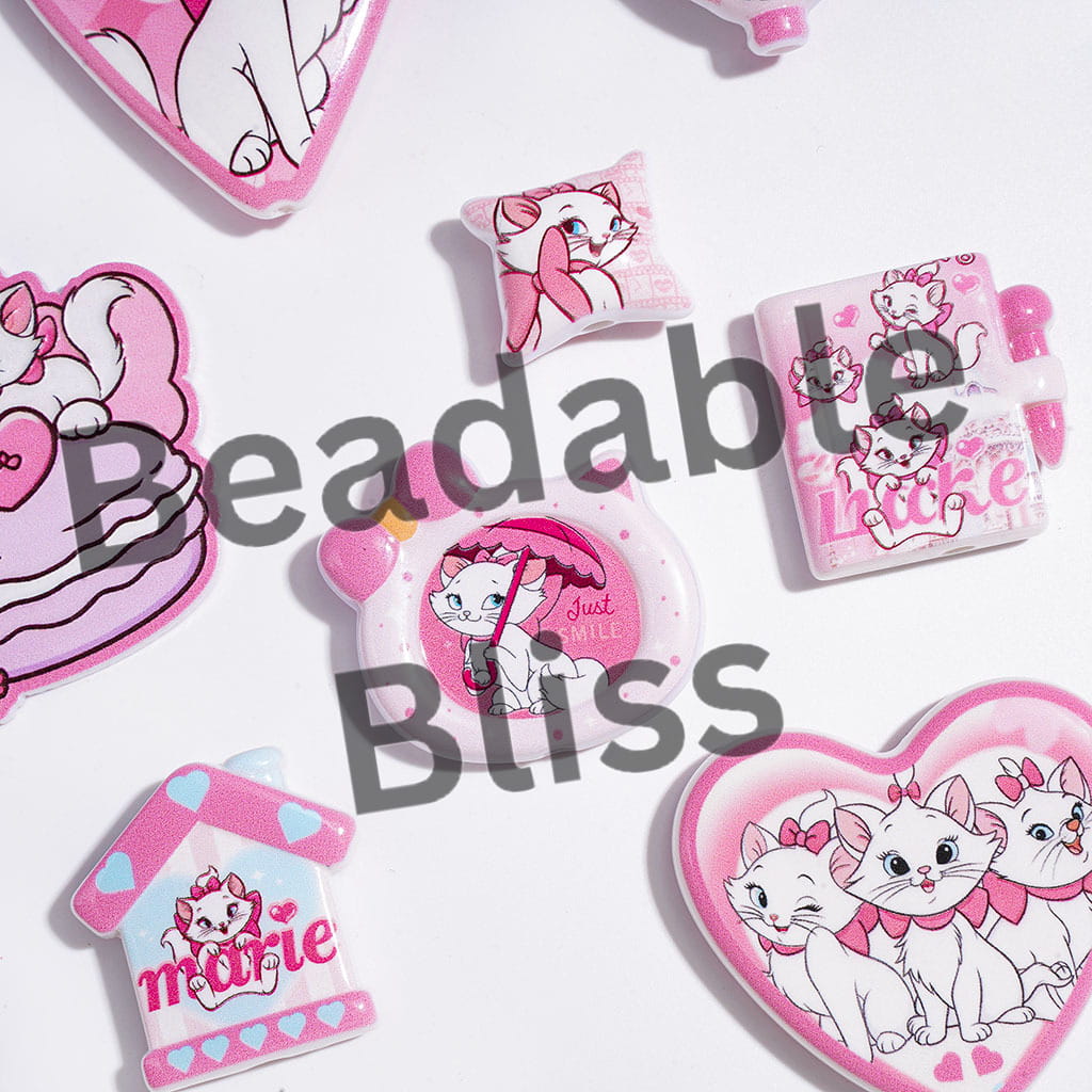 Acrylic Beads and Pendants Beautiful Cat Characters in Pink Series, Random Mix
