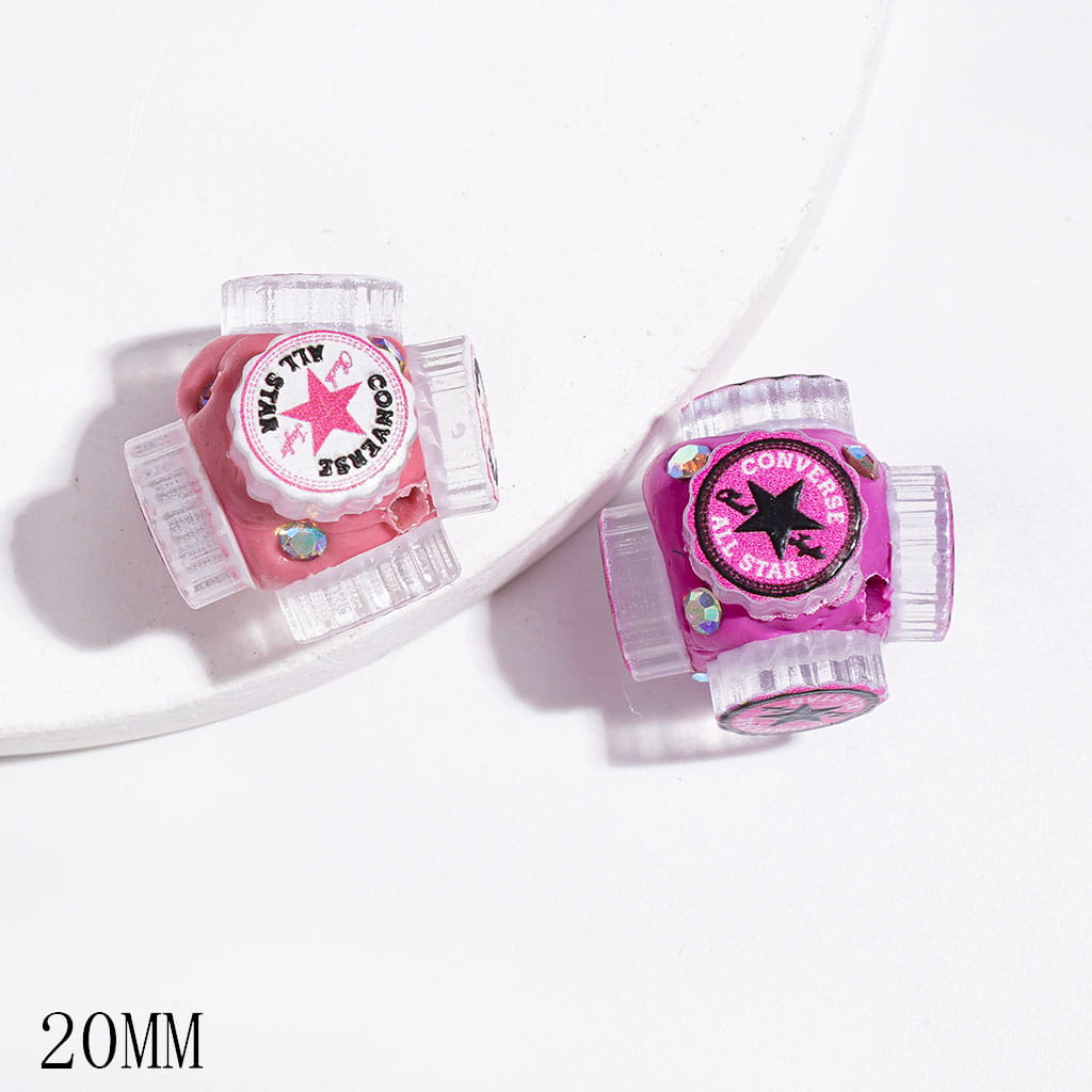 Clay Beads with Fashion Shoes and AB Rhinestones, 20MM Purple Pink and Pink Random Mix
