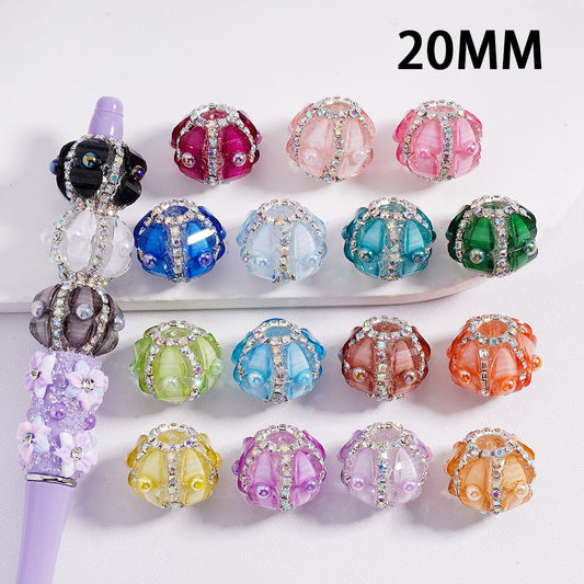 Acrylic Beads Shiny Heart & AB Rhinestones Round Pearls Multi-Color 20MM