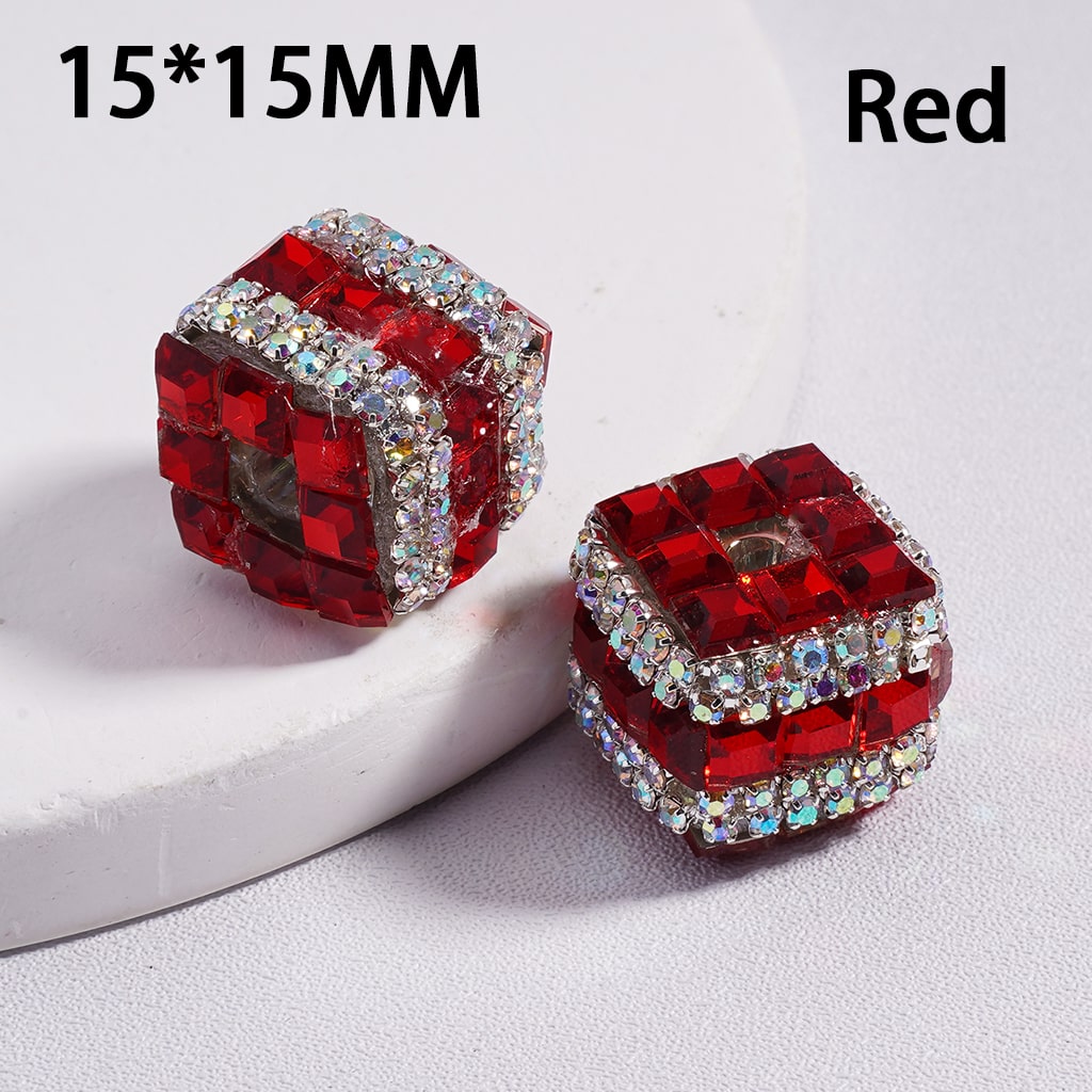 Acrylic Beads Square Cube Shape with Metallic Color Mini Square Rhinestones AB Rhinestones Chains 15*15MM