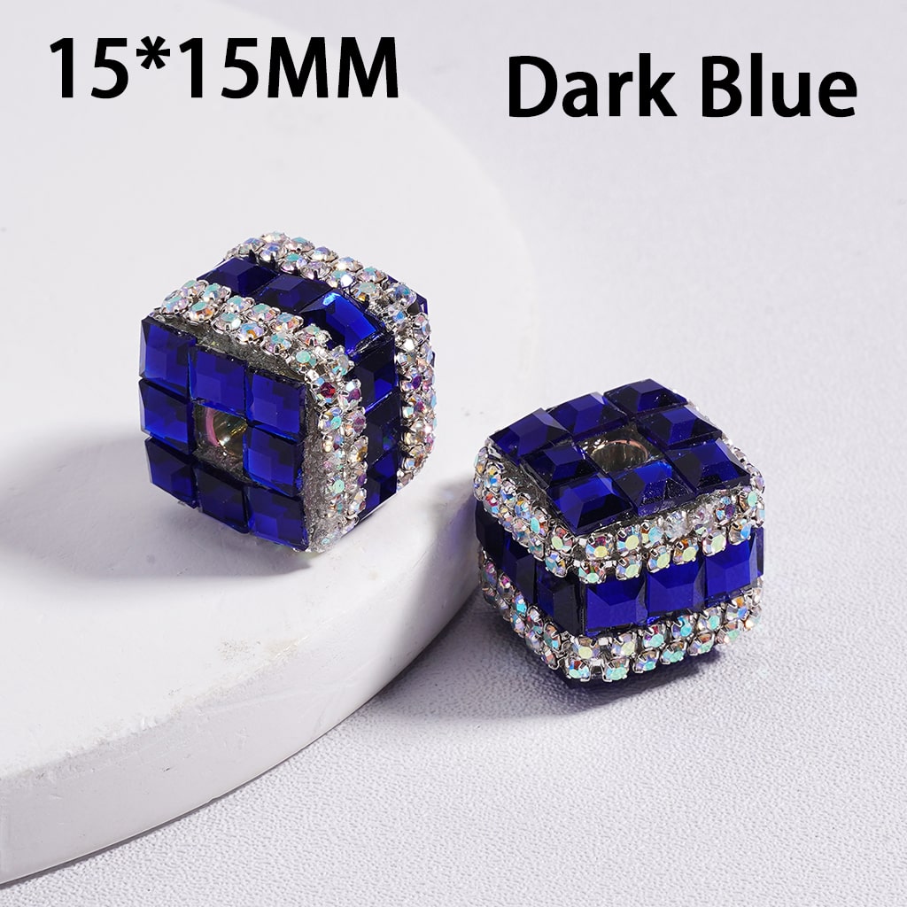 Acrylic Beads Square Cube Shape with Metallic Color Mini Square Rhinestones AB Rhinestones Chains 15*15MM