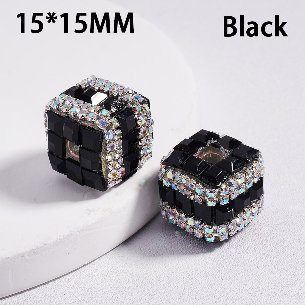 Acrylic Beads Square Cube Shape with Metallic Color Mini Square Rhinestones AB Rhinestones Chains 15*15MM
