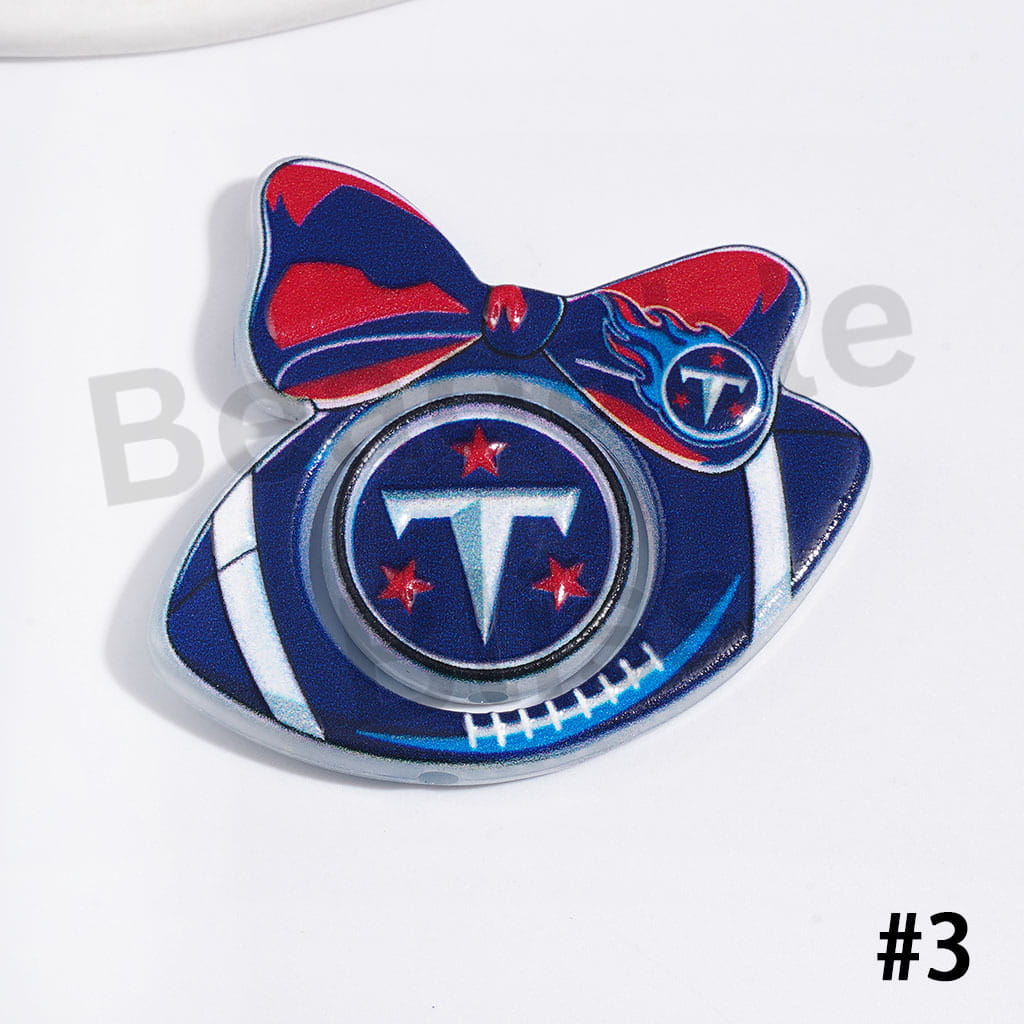Large Size | American Football Team Collection Set Acrylic Beads, Flat Round Piece & Hollowed Football Frame with Bowtie