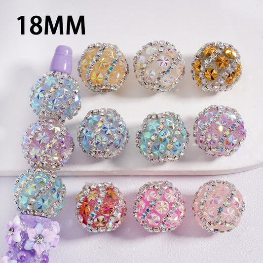 Acrylic Beads Shiny Flowers AB Rhinestones Chains Multi-Color 18MM