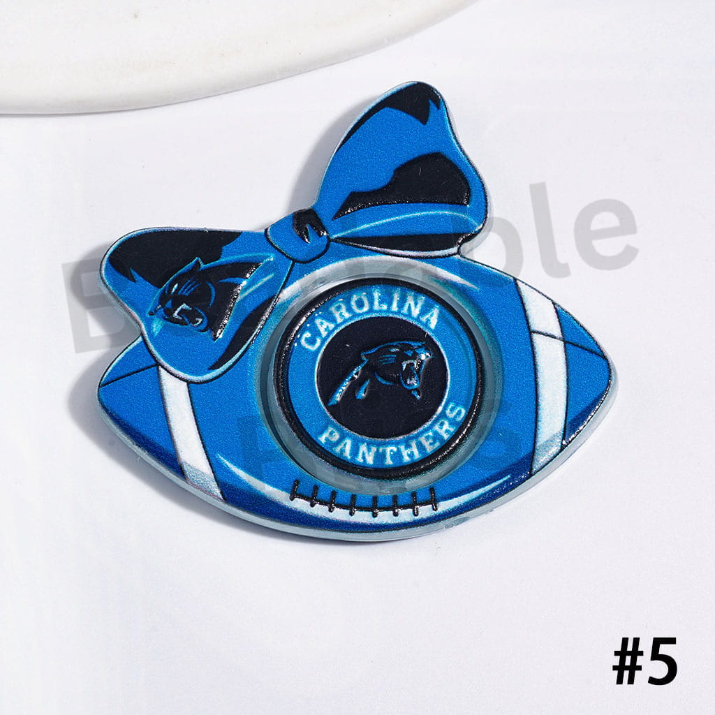 Large Size | American Football Team Collection Set Acrylic Beads, Flat Round Piece & Hollowed Football Frame with Bowtie