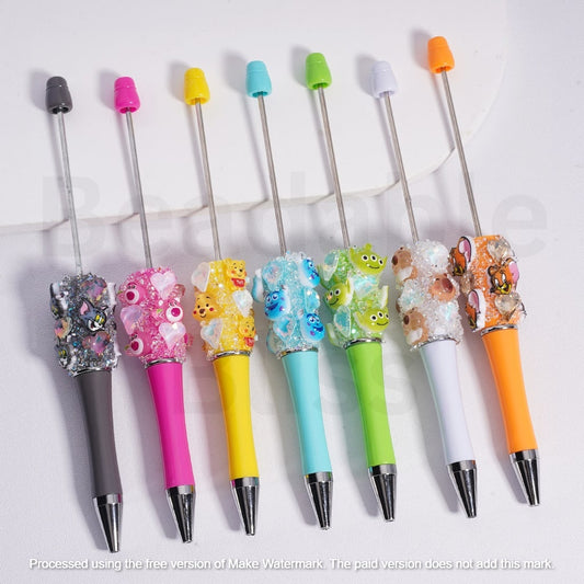 Beadable Pen with Clear Sugar Shiny Hearts Cartoon Capybara Micke Winni the Pooh Alie To Lots Bear James P. Sulliva