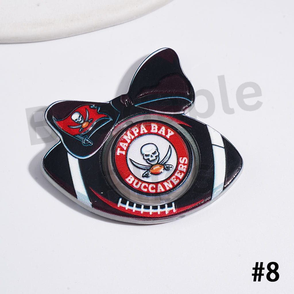 Large Size | American Football Team Collection Set Acrylic Beads, Flat Round Piece & Hollowed Football Frame with Bowtie
