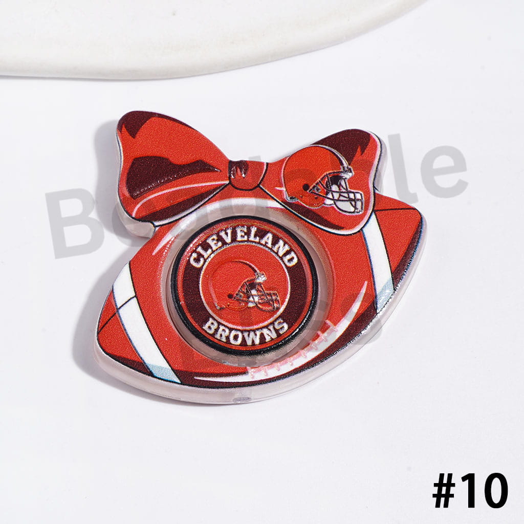 Large Size | American Football Team Collection Set Acrylic Beads, Flat Round Piece & Hollowed Football Frame with Bowtie