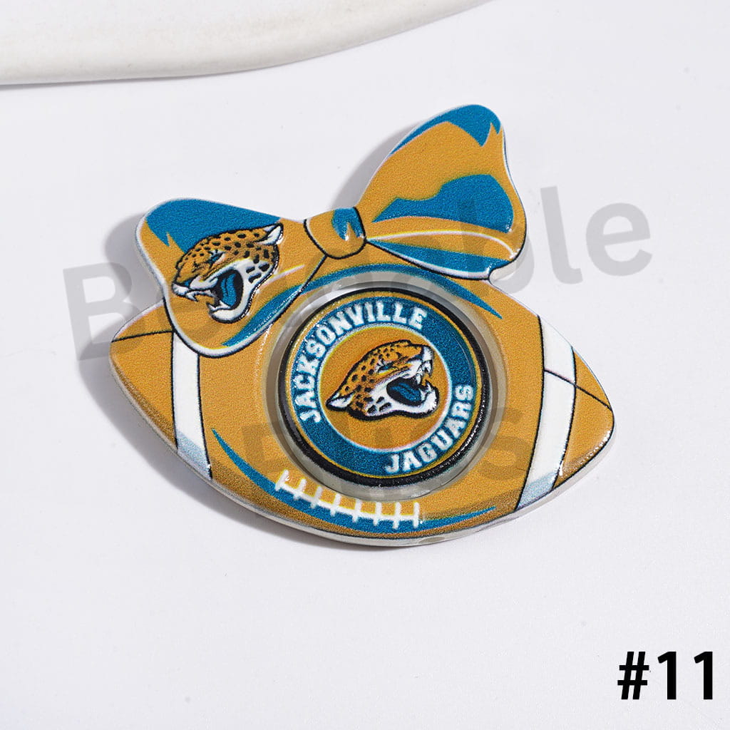 Large Size | American Football Team Collection Set Acrylic Beads, Flat Round Piece & Hollowed Football Frame with Bowtie