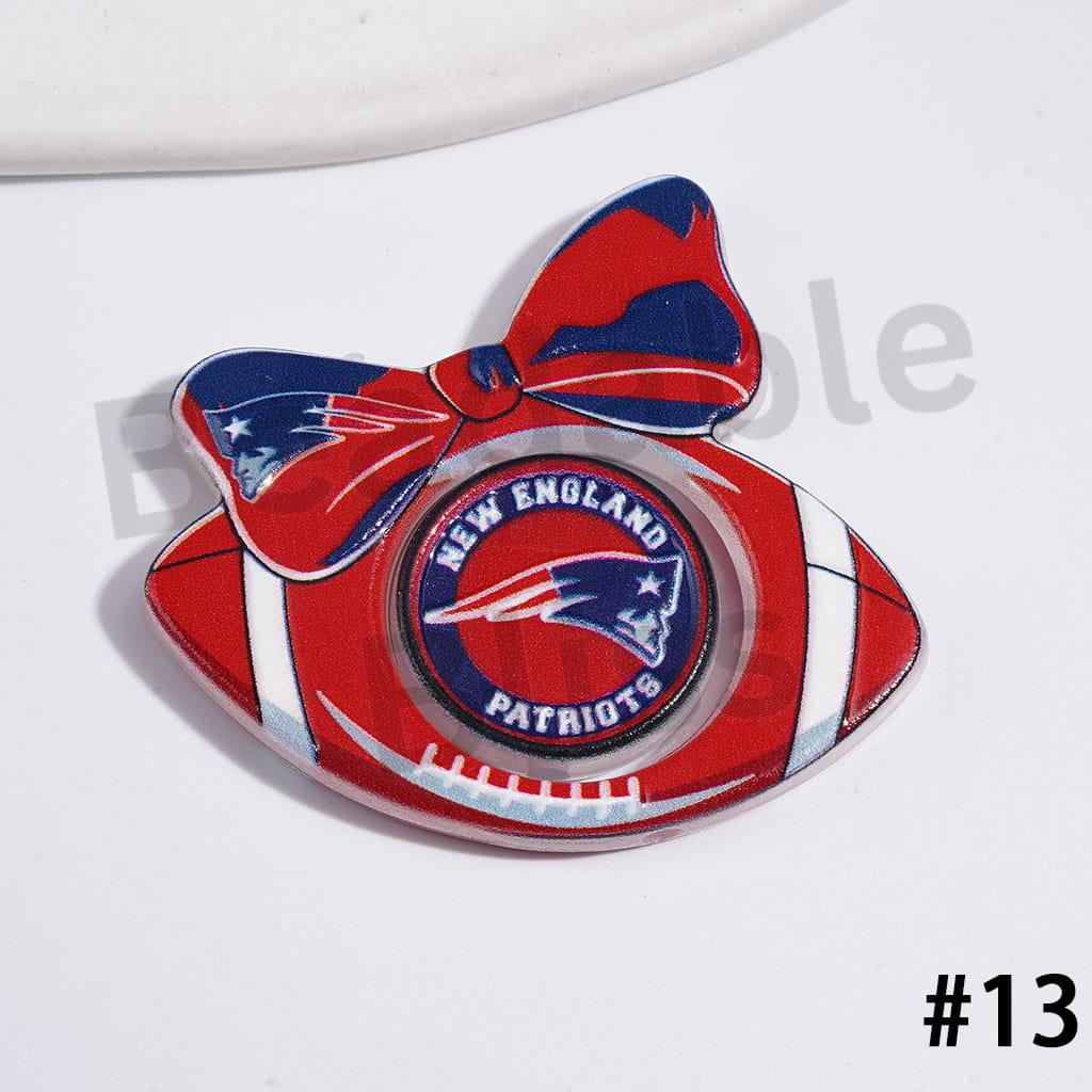 Large Size | American Football Team Collection Set Acrylic Beads, Flat Round Piece & Hollowed Football Frame with Bowtie