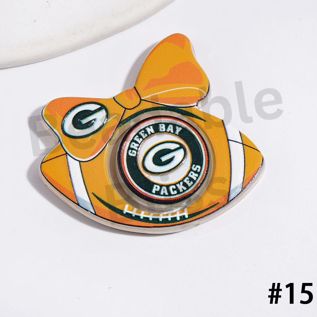 Large Size | American Football Team Collection Set Acrylic Beads, Flat Round Piece & Hollowed Football Frame with Bowtie