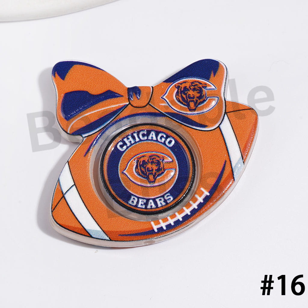Large Size | American Football Team Collection Set Acrylic Beads, Flat Round Piece & Hollowed Football Frame with Bowtie