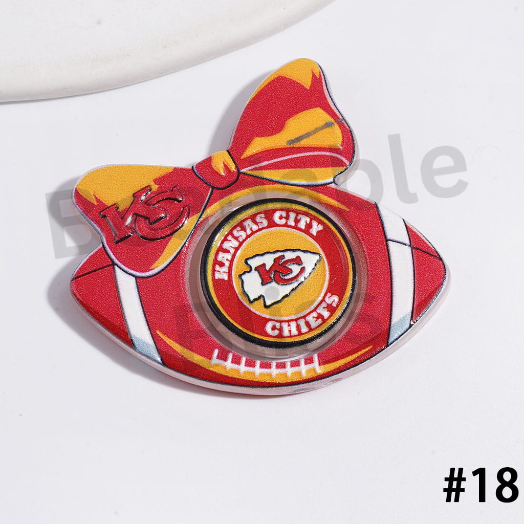 Large Size | American Football Team Collection Set Acrylic Beads, Flat Round Piece & Hollowed Football Frame with Bowtie