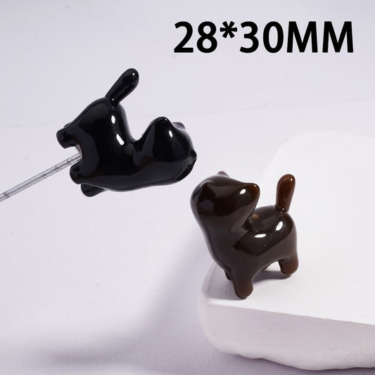 Acrylic Beads Cute Glossy Cat Kitty, 28*30MM, Random Mix