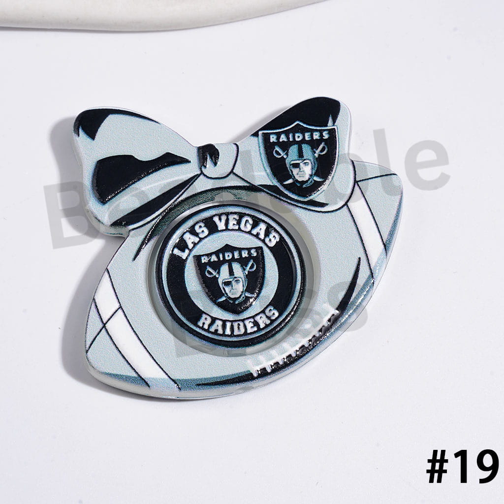 Large Size | American Football Team Collection Set Acrylic Beads, Flat Round Piece & Hollowed Football Frame with Bowtie