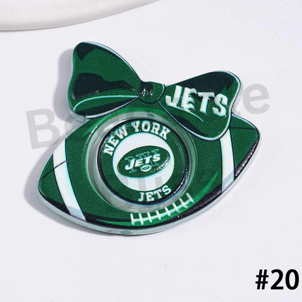 Large Size | American Football Team Collection Set Acrylic Beads, Flat Round Piece & Hollowed Football Frame with Bowtie