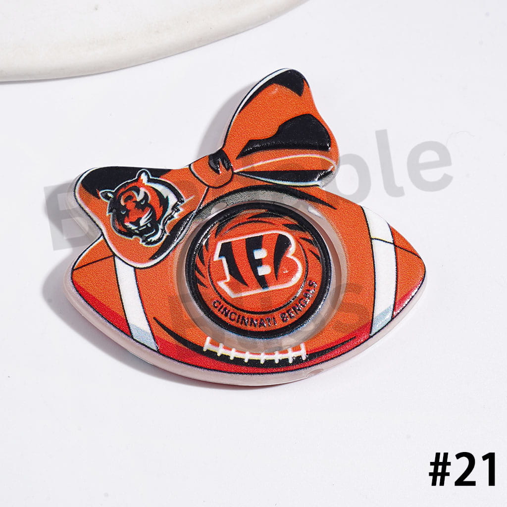 Large Size | American Football Team Collection Set Acrylic Beads, Flat Round Piece & Hollowed Football Frame with Bowtie