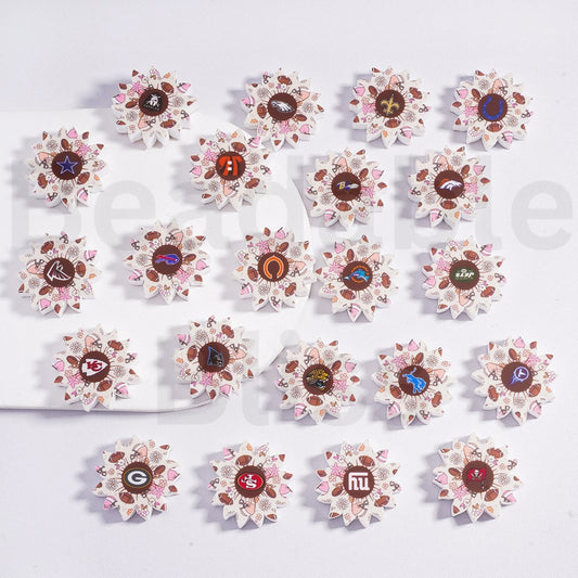Silicone Focal Beads American Football Teams Topic Flowers, Random Mix