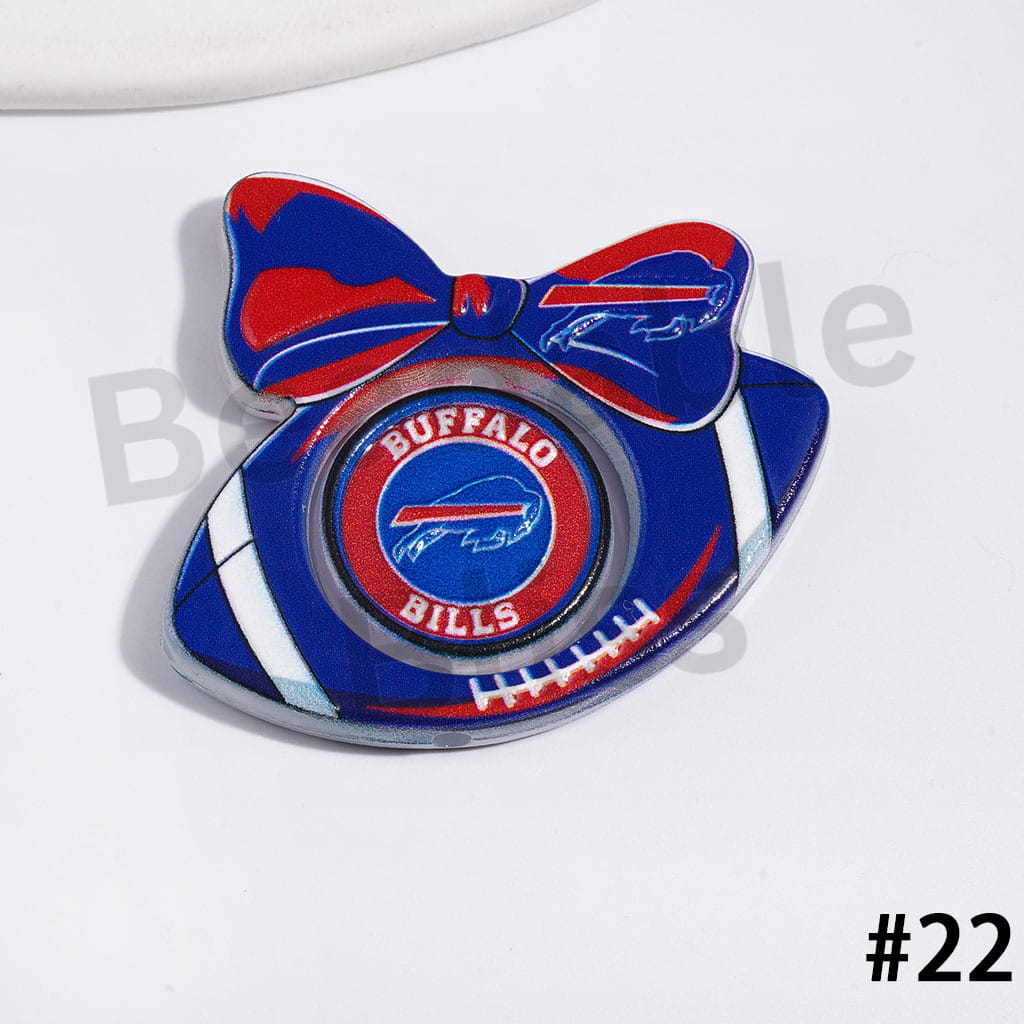 Large Size | American Football Team Collection Set Acrylic Beads, Flat Round Piece & Hollowed Football Frame with Bowtie