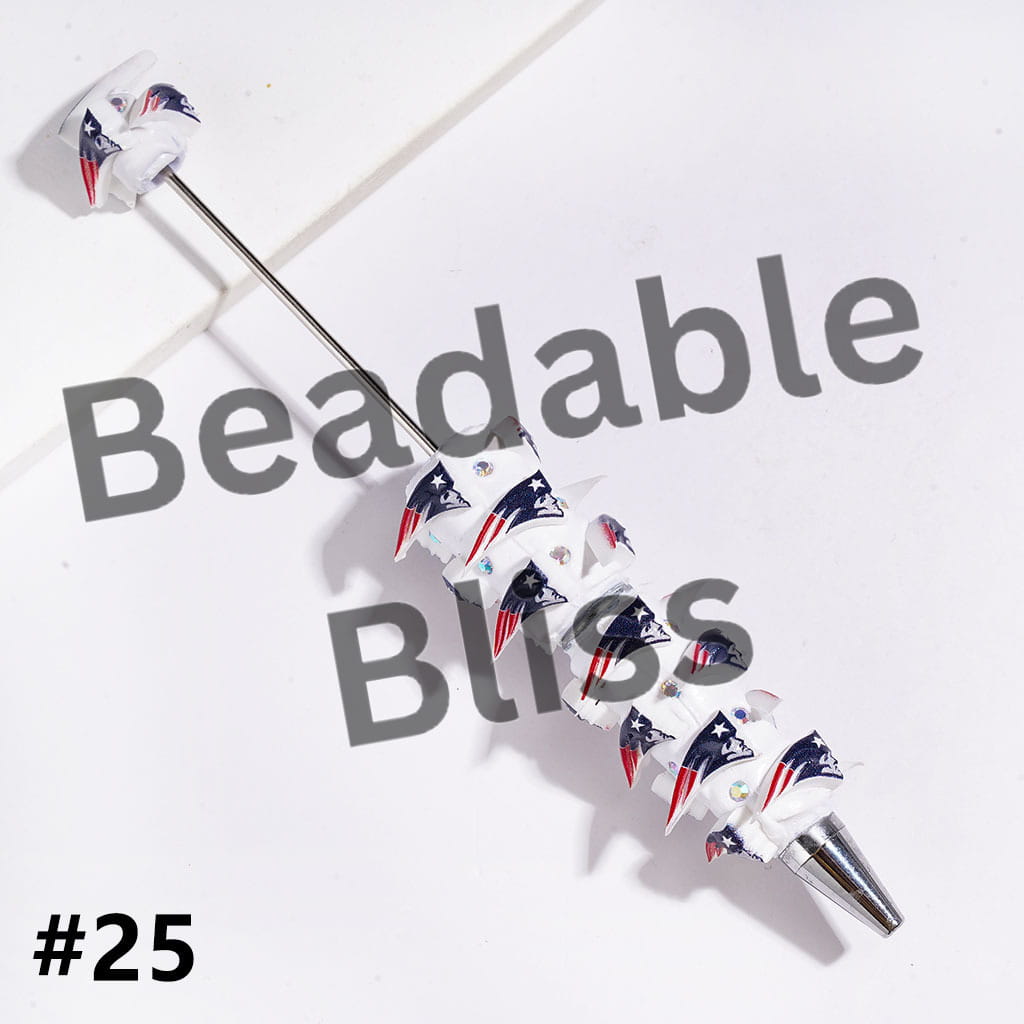 Beadable Clay Pens with American Baseball and Football Team Series and AB Rhinestones
