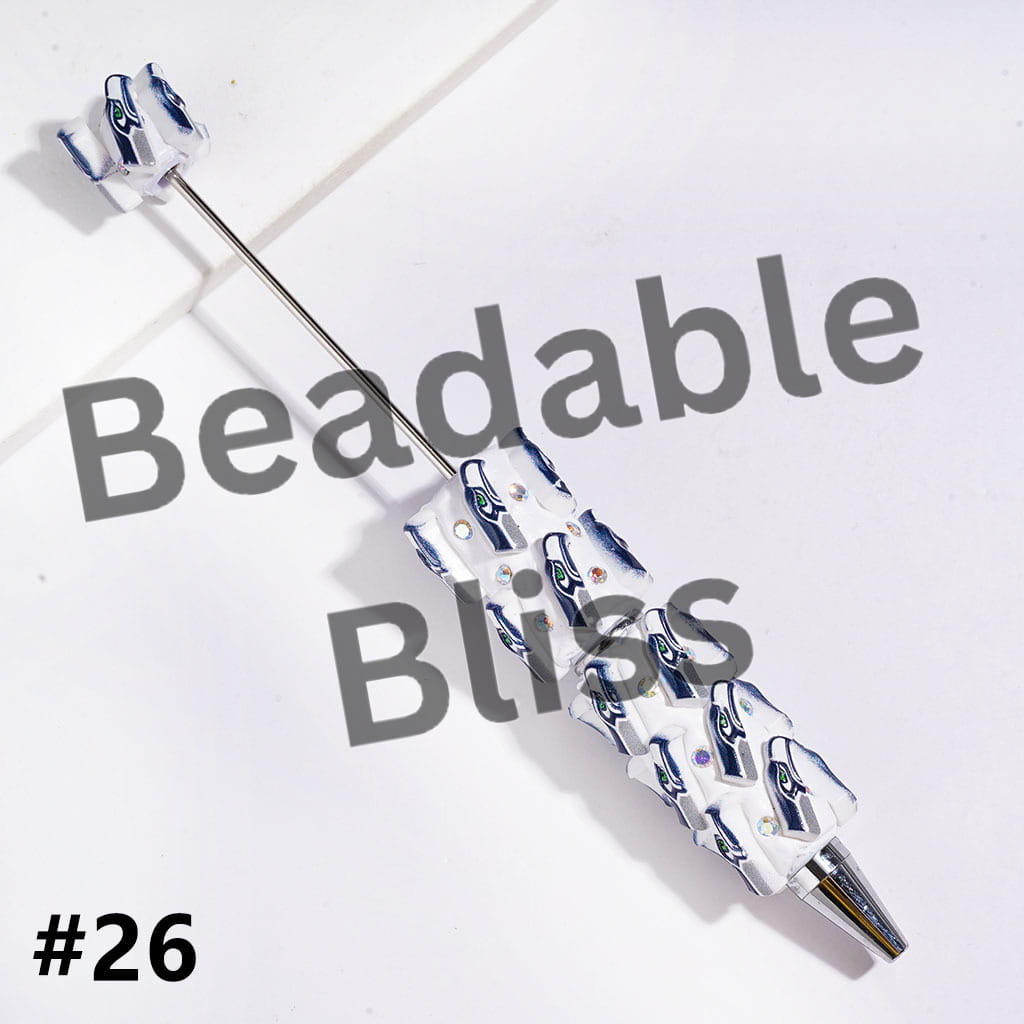 Beadable Clay Pens with American Baseball and Football Team Series and AB Rhinestones