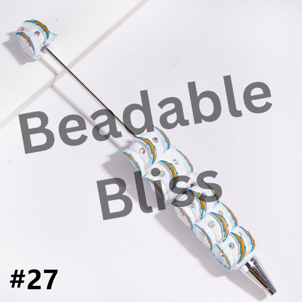 Beadable Clay Pens with American Baseball and Football Team Series and AB Rhinestones
