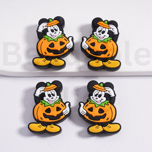 Silicone Focal Beads Cute Micke Mouse in Ghost Face Pumpkin Costume Halloween