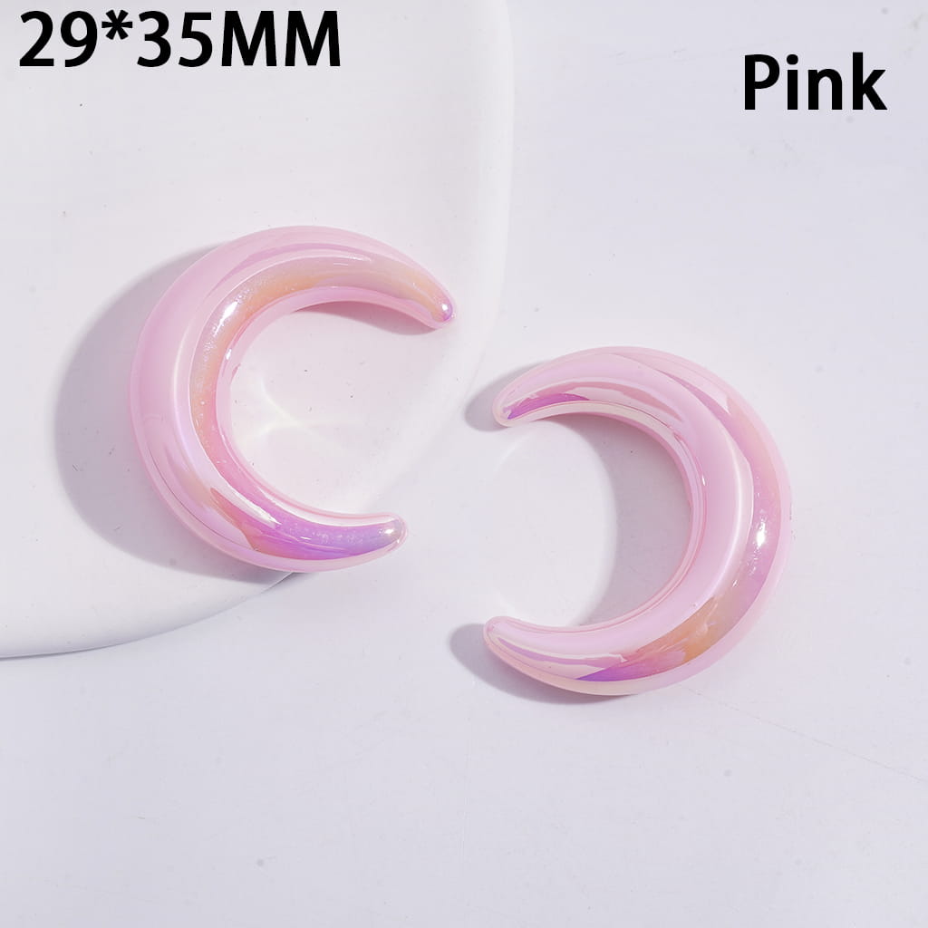 Acrylic Beads UV Coating Crescent Shape Moon, 29*35MM, Solid Dark Color Series, Horizontal Hole Beads