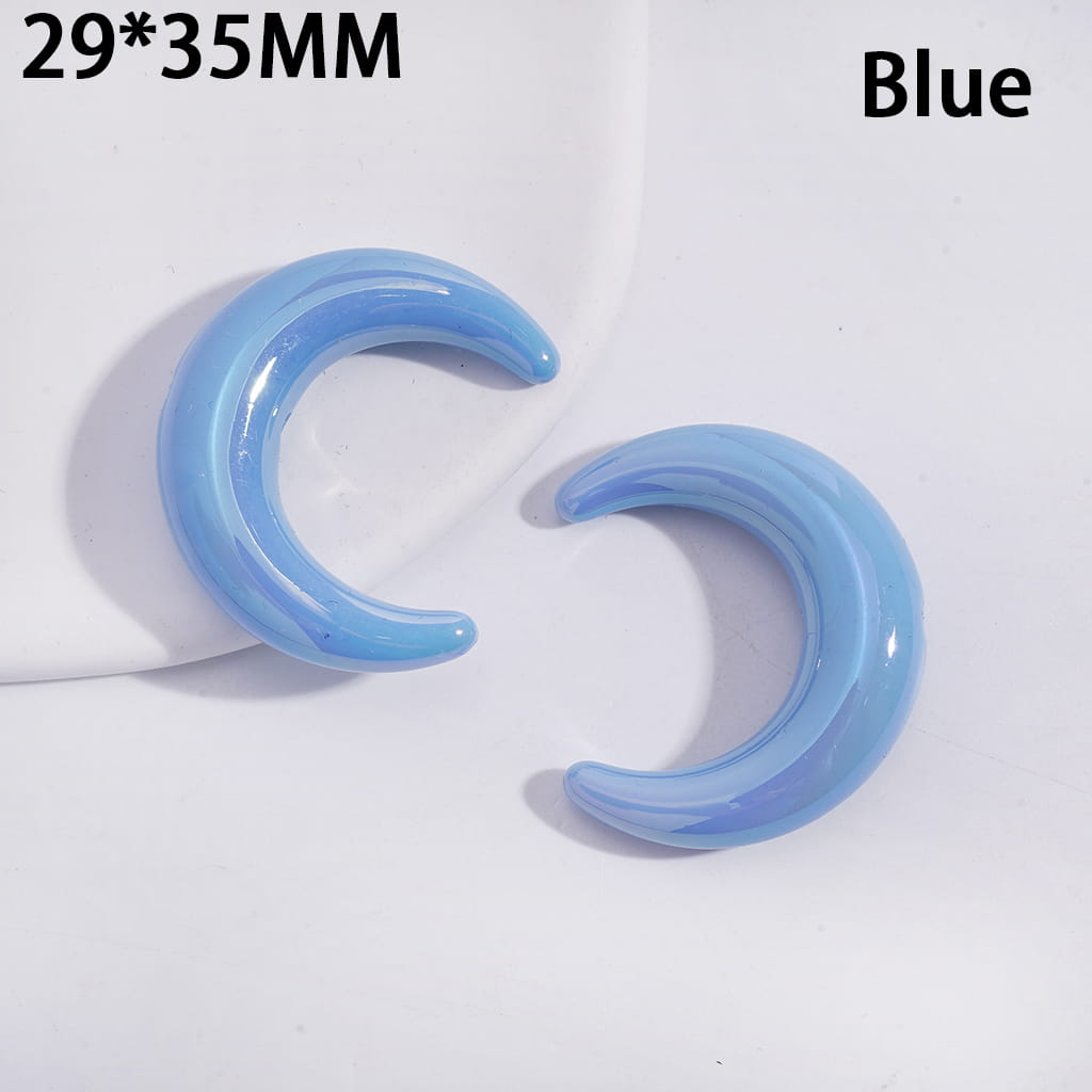 Acrylic Beads UV Coating Crescent Shape Moon, 29*35MM, Solid Dark Color Series, Horizontal Hole Beads