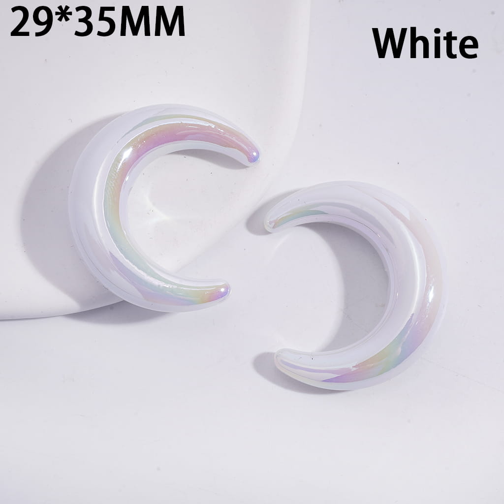 Acrylic Beads UV Coating Crescent Shape Moon, 29*35MM, Solid Dark Color Series, Horizontal Hole Beads