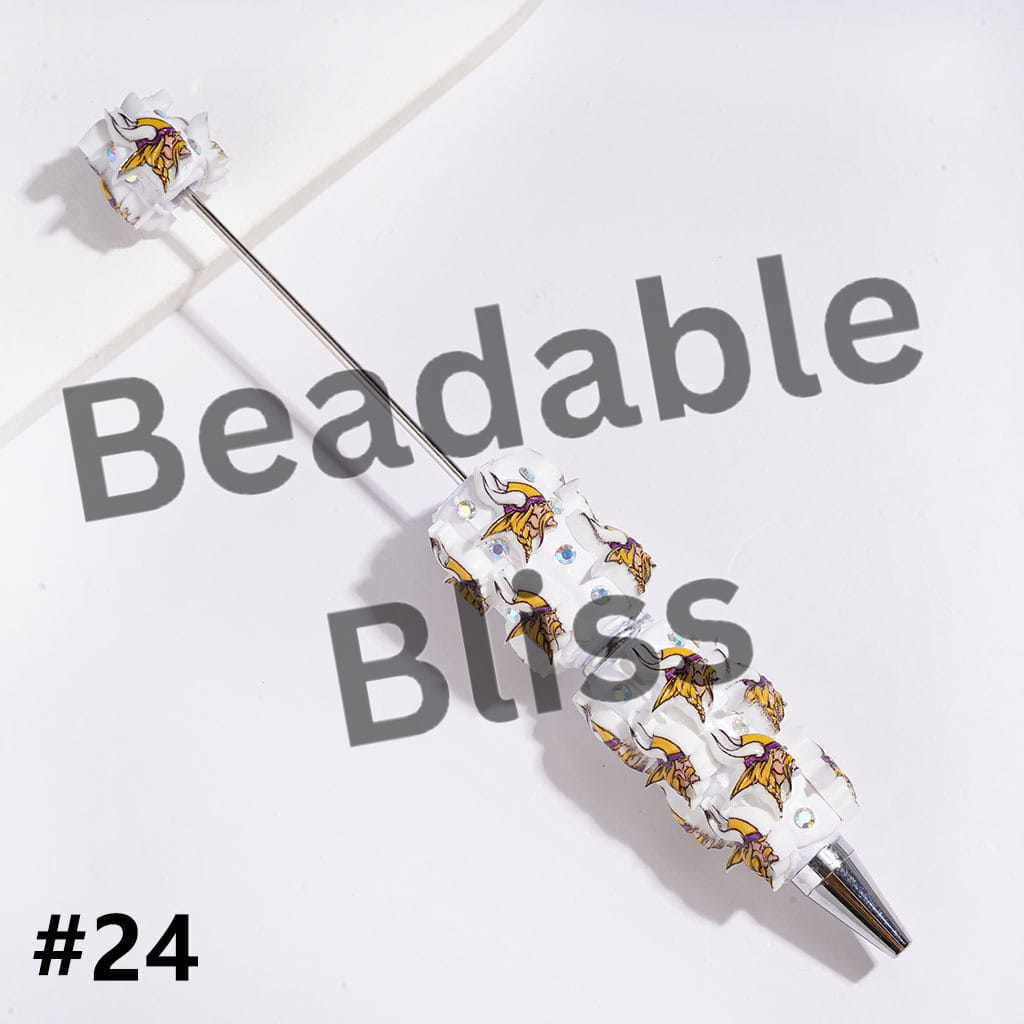 Beadable Clay Pens with American Baseball and Football Team Series and AB Rhinestones