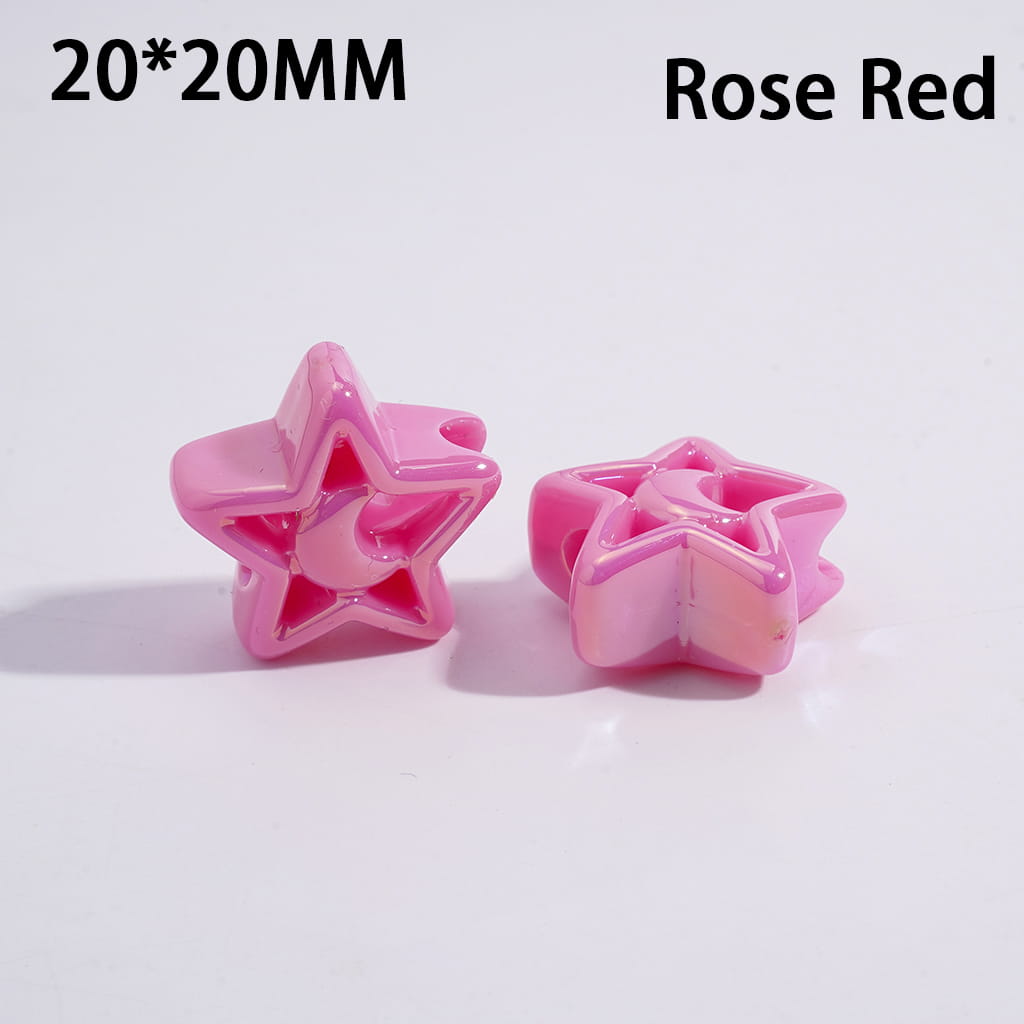 Acrylic Beads UV Coating Hollowed Five-Pointed Star with Moon, 20*20MM, Multi-Color