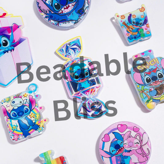 Acrylic Beads and Pendants Cute BIue Pink Monster Character Series, Random Mix