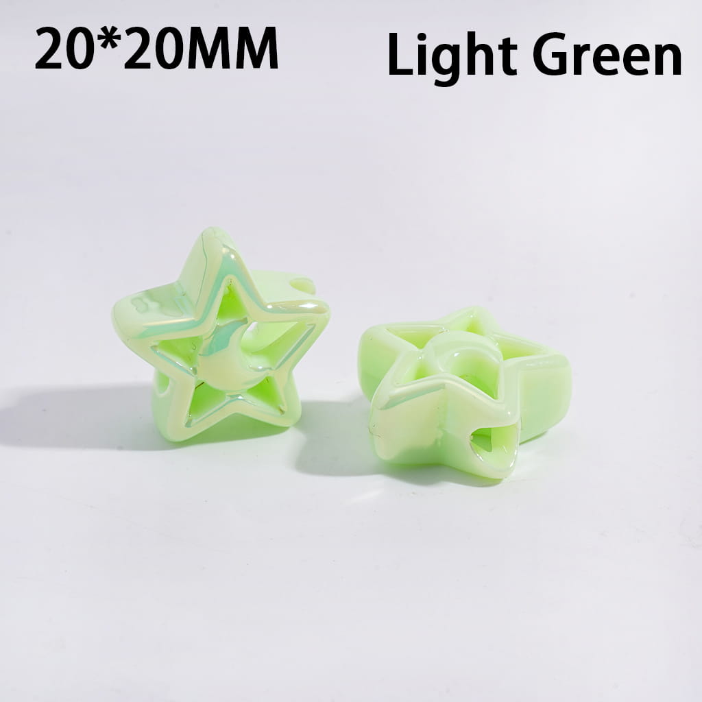 Acrylic Beads UV Coating Hollowed Five-Pointed Star with Moon, 20*20MM, Multi-Color