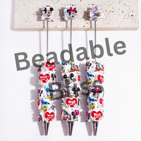 Beadable Clay Pens with Classic Animation Animal Series and AB Rhinestones