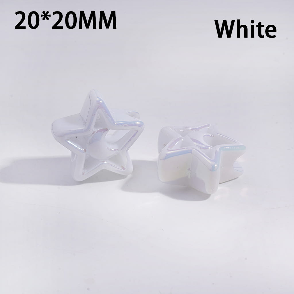 Acrylic Beads UV Coating Hollowed Five-Pointed Star with Moon, 20*20MM, Multi-Color
