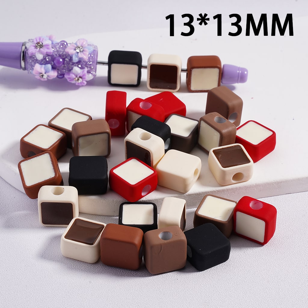 Acrylic Beads Mini Cute Square, Light Colors & Dark Colors, 13*13MM (Single Color is available for 200pcs(Whole Bag)Only)