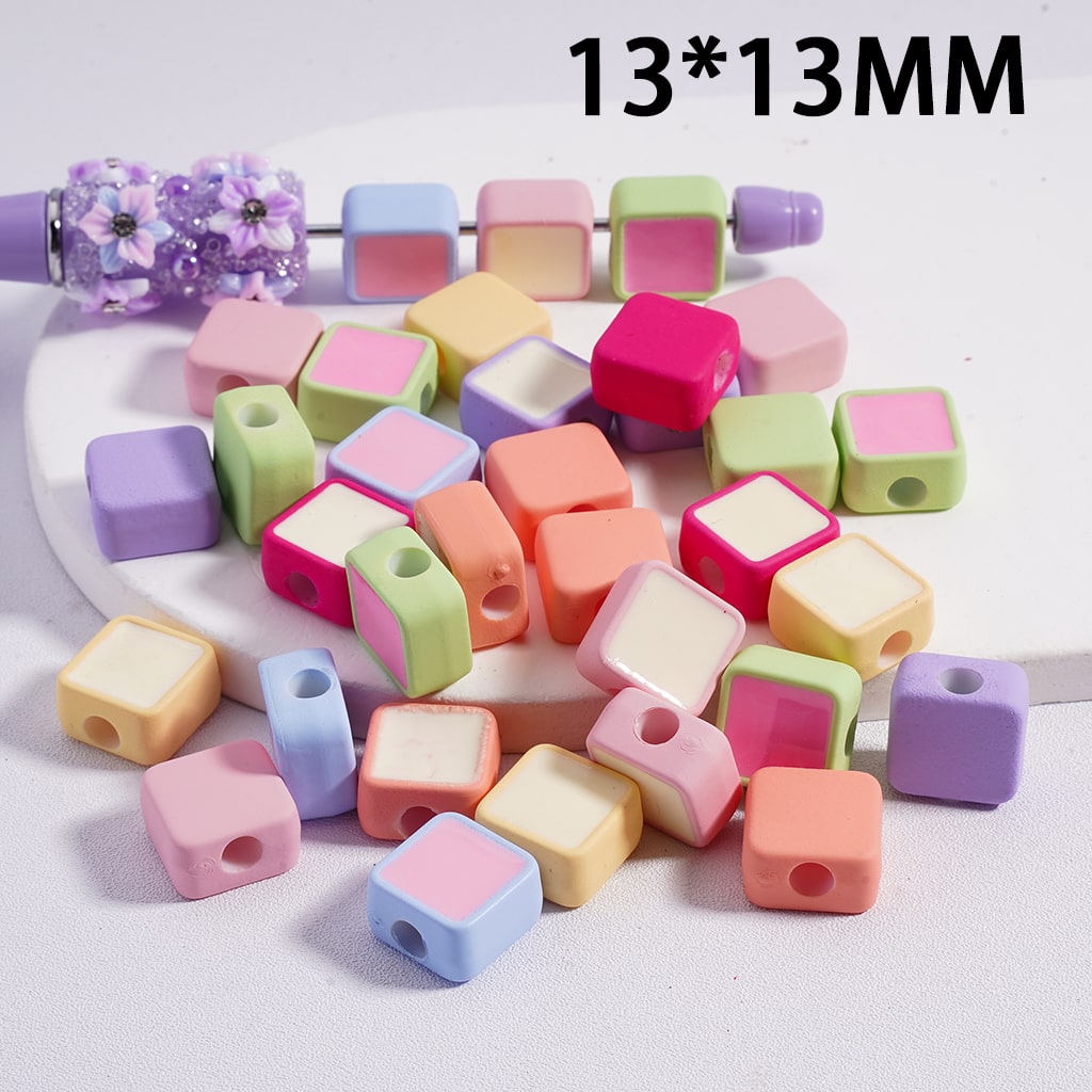 Acrylic Beads Mini Cute Square, Light Colors & Dark Colors, 13*13MM (Single Color is available for 200pcs(Whole Bag)Only)