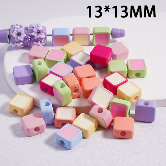 Acrylic Beads Mini Cute Square, Light Colors & Dark Colors, 13*13MM (Single Color is available for 200pcs(Whole Bag)Only)