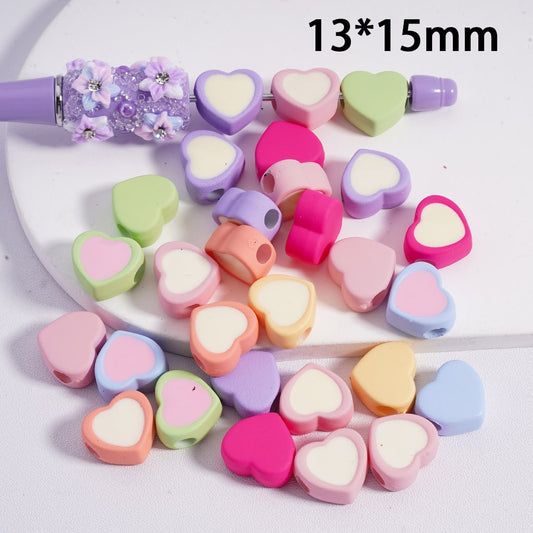 Acrylic Beads Mini Cute Hearts, Light Colors & Dark Colors, 13*15MM(The Hole is Horizontal, not Vertical) (Single Color is available for 200pcs(Whole Bag)Only)