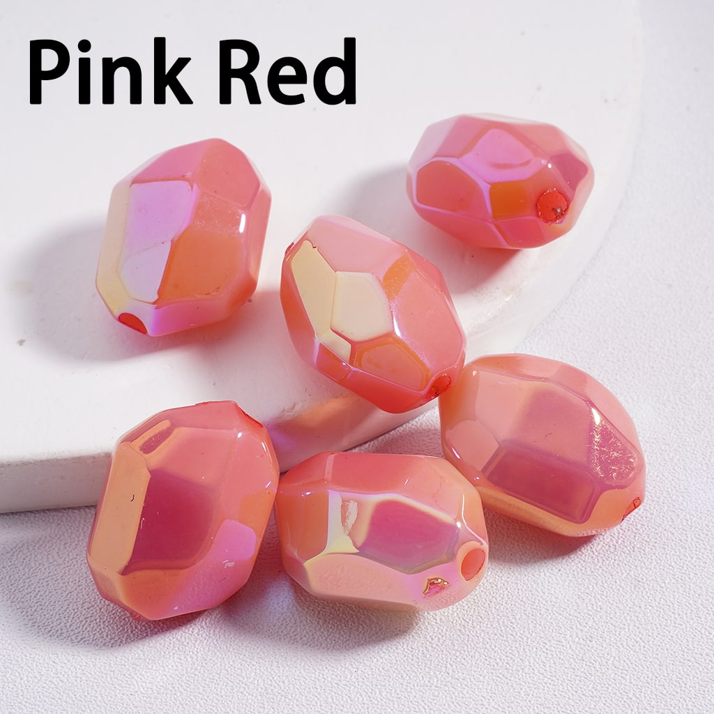 Acrylic Beads Luminous UV Coating Irregular Shape with Mini Sections Multi-Color 14*20MM (Single Color is available for 200pcs(Whole Bag) Only)
