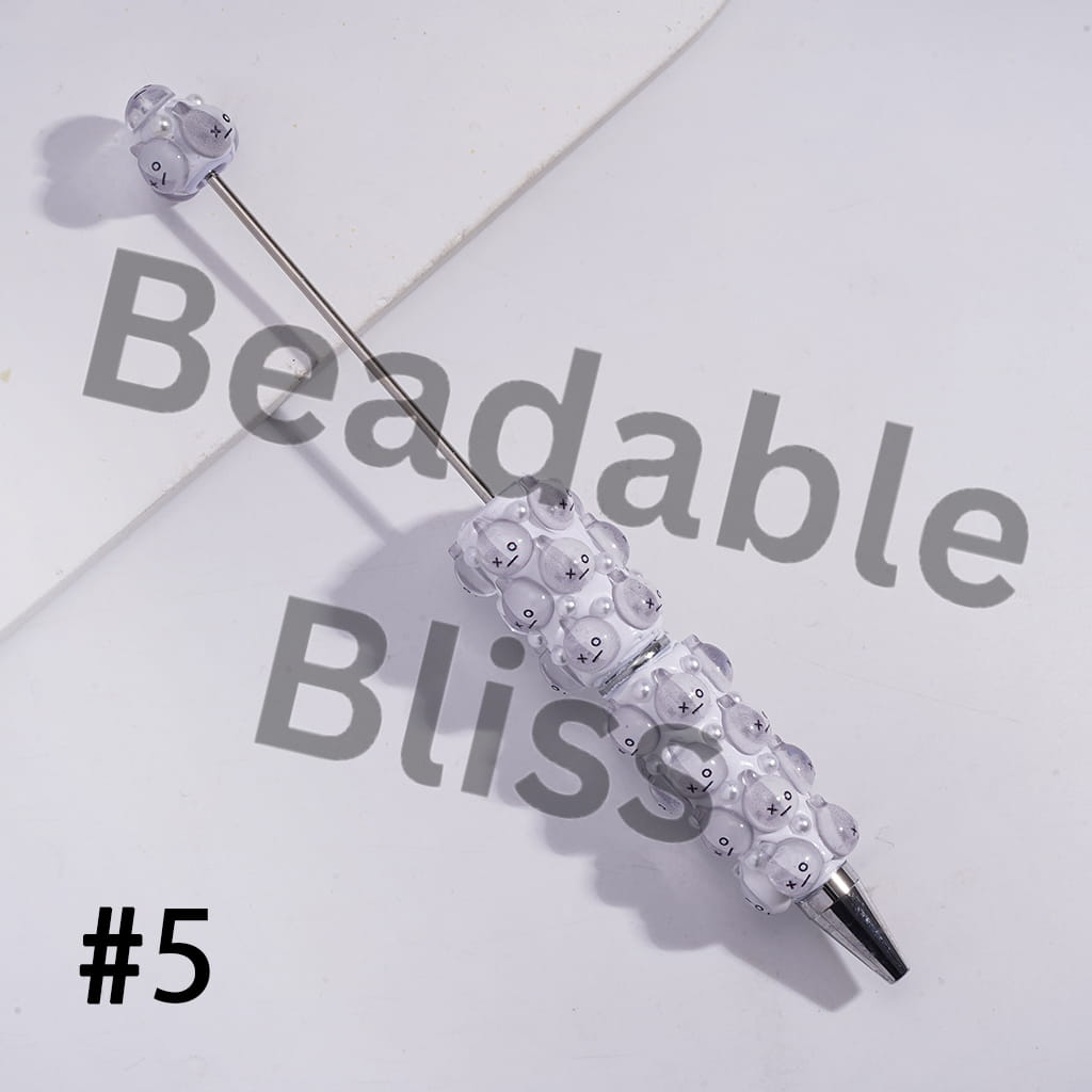 Beadable Clay Pens with Korea Boy Group Image and White Pearls